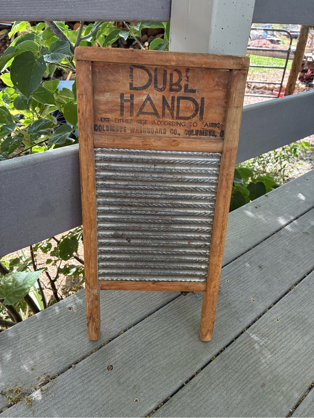 Vintage Wooden Washboard with Ribbed‎ Metal Scrub Surface - Natural Wood